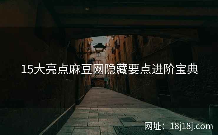 15大亮点麻豆网隐藏要点进阶宝典