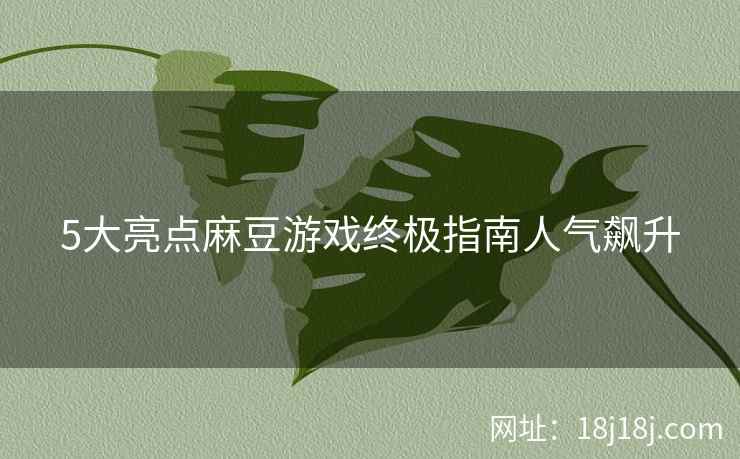 5大亮点麻豆游戏终极指南人气飙升